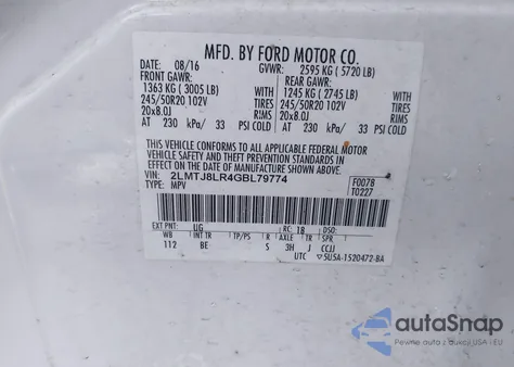 2016 Lincoln Mkx Reserve from USA, damaged, VIN 2LMTJ8LR4GBL79774